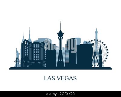 Ligne d'horizon de Las Vegas, silhouette monochrome. Illustration vectorielle. Illustration de Vecteur