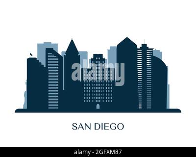 Horizon de San Diego, silhouette monochrome. Illustration vectorielle. Illustration de Vecteur