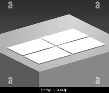 Vue en maquette de quatre cartes de visite sur un cube gris Illustration de Vecteur