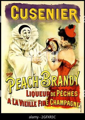 Cliquez sur affiche Vintage Vintage French Alcohol - Cusenier Peach Brandy. 1890 Banque D'Images