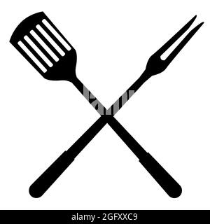 Icône barbecue sur fond blanc. Affiche des outils du gril. Symbole du barbecue. Logo de la fourchette barbecue. style plat. Banque D'Images