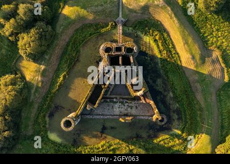 Ruines moated Caerlaverock Castle à Dumfries & Galloway, Écosse, Royaume-Uni Banque D'Images