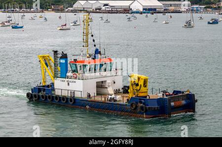 Dragueur britannique Sealion, dragueur UKD à southampton, dragueur de travail à southampton docks, navires de dragage britanniques, bateaux de dragage britanniques, port de southampton docks. Banque D'Images