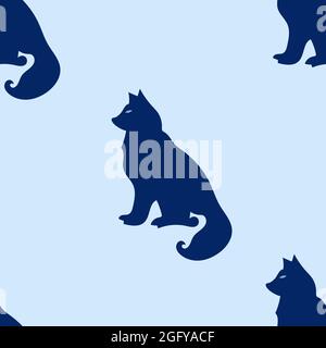 Motif sans couture avec silhouette de loup ou de chien. Illustration de Vecteur