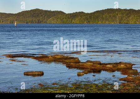 Vue sur Beaver Harbour Park, Story's Beach, Port Hardy, île de Vancouver, C.-B. Canada Banque D'Images