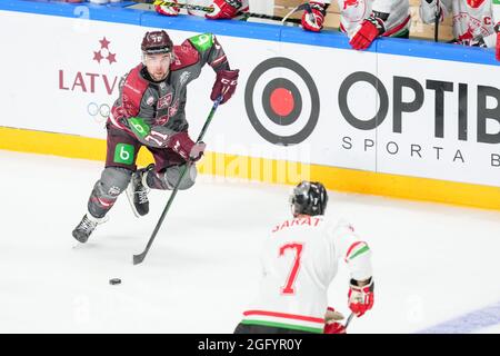 Riga, Arena Riga, qualification olympique, Lettonie. 27 août 2021. Hongrie, #71 Roberts Bukarts (Lettonie) en action (Suisse/Croatie) Credit: SPP Sport Press photo. /Alamy Live News Banque D'Images
