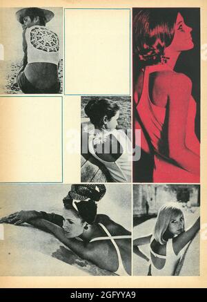 Vintage mode photographie rétro photo collage écrêtage années 1960 années 1970 zdjęcie modowe vintage wycinek z gazety centerfold Banque D'Images