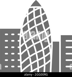 London Egg, 30 St Mary Ax gratte-ciel, ville paysage icône grise. Illustration de Vecteur