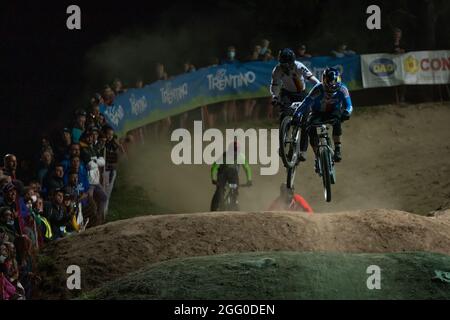 Tomas SLAVIK de la République tchèque, 1ère place, lors des Championnats du monde MTB 2021, quatre croix (4X), course VTT le 27 août 2021 à Val Di Sole, Italie - photo Olly Bowman / DPPI Banque D'Images