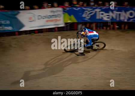 Tomas SLAVIK de la République tchèque, 1ère place, lors des Championnats du monde MTB 2021, quatre croix (4X), course VTT le 27 août 2021 à Val Di Sole, Italie - photo Olly Bowman / DPPI Banque D'Images