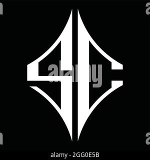 Monogramme SC avec modèle de style vintage qui se chevauche Illustration de Vecteur