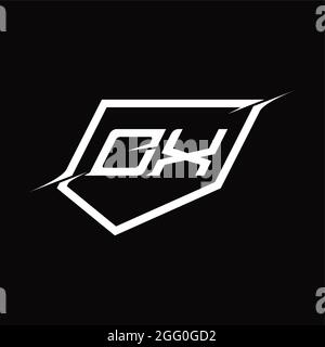 Logo DX lettre monogramme avec bouclier et modèle de forme de coupe de fond noir Illustration de Vecteur