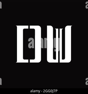 Logo DW monogramme avec tranche centrale sur fond noir Illustration de Vecteur