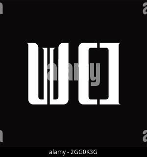 Logo WD monogramme avec tranche centrale sur fond noir Illustration de Vecteur