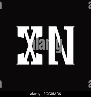 LOGO XN monogramme avec tranche centrale sur fond noir Illustration de Vecteur