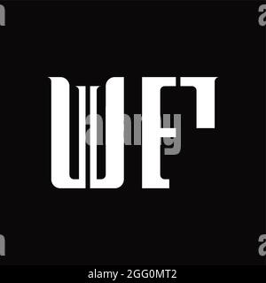 Logo WF monogramme avec tranche centrale sur fond noir Illustration de Vecteur