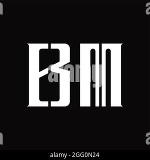 Logo BM monogramme avec tranche centrale sur fond noir Illustration de Vecteur