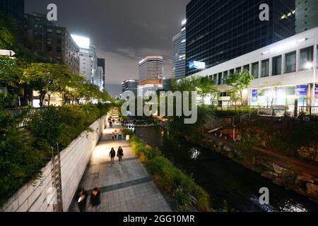Parc Cheonggyecheon à Séoul, en Corée. Banque D'Images