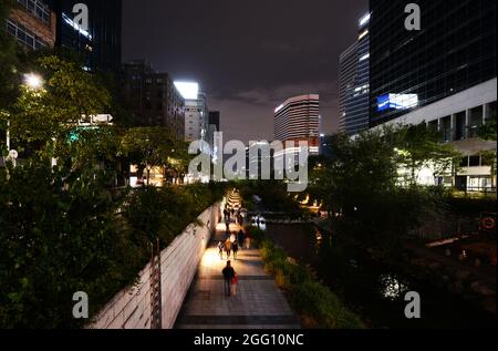 Parc Cheonggyecheon à Séoul, en Corée. Banque D'Images