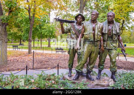 Les trois soldats, le sculpteur Frederick Hart, qui fait partie du Vietnam Memorial, Washington, DC, USA. Banque D'Images