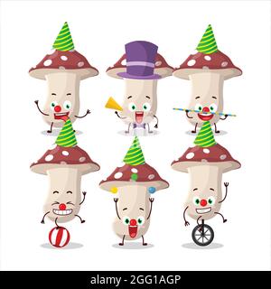 Personnage de dessin animé d'amanita avec divers spectacles de cirque. Illustration vectorielle Illustration de Vecteur