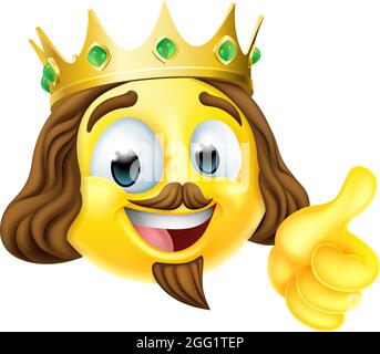 King Emoticon Emoji visage or Crown icône de dessin animé Illustration de Vecteur