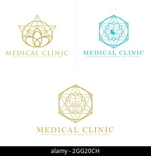 Clinique médicale spa salon de luxe logo design Illustration de Vecteur