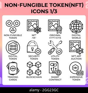 NFT - icône de jeton non fongible définie dans un style moderne pour l'interface utilisateur, ux, Web, application, brochure, la conception de la circulaire et de la présentation, etc Illustration de Vecteur