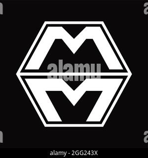 MM logo monogramme avec forme en losange sur fond noir modèle de conception Illustration de Vecteur