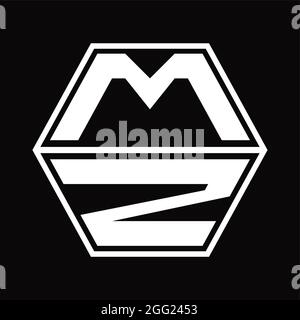 MZ logo monogramme avec forme de diamant sur fond noir modèle de conception Illustration de Vecteur