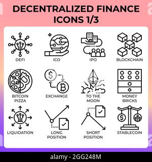 L'icône de la finance décentralisée (defi) est de style moderne pour l'interface utilisateur, l'interface utilisateur, l'interface utilisateur, le Web, l'application, la brochure, la conception de la circulaire et de la présentation, etc Illustration de Vecteur