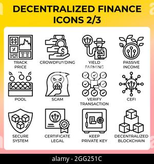 L'icône de la finance décentralisée (defi) est de style moderne pour l'interface utilisateur, l'interface utilisateur, l'interface utilisateur, le Web, l'application, la brochure, la conception de la circulaire et de la présentation, etc Illustration de Vecteur