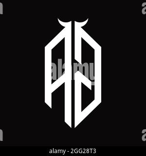 Logo AG monogramme en forme de corne modèle noir et blanc isolé sur fond noir Illustration de Vecteur