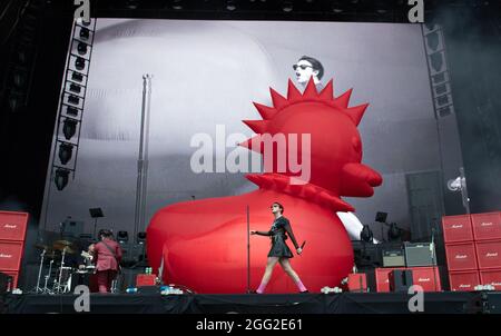 Leeds, Royaume-Uni, 27 août 2021. Photo de Yungblud au Leeds Festival. Crédit Katja Ogrin/Alamy Banque D'Images