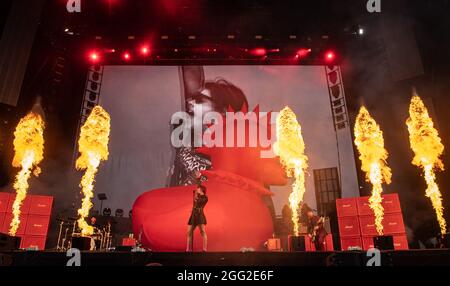 Leeds, Royaume-Uni, 27 août 2021. Photo de Yungblud au Leeds Festival. Crédit Katja Ogrin/Alamy Banque D'Images