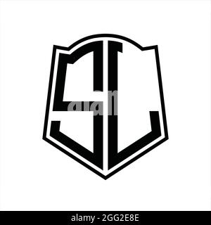 Logo SL monogramme avec contour en forme de bouclier modèle isolé sur fond blanc Illustration de Vecteur