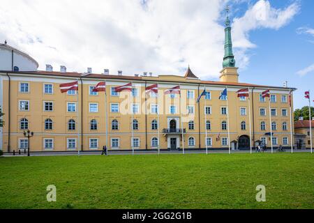 Riga, Lettonie. 22 août 2021. Vue extérieure du château de Riga, résidence du président de la Lettonie au centre-ville Banque D'Images