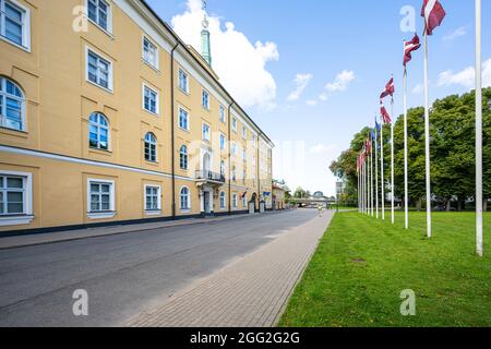 Riga, Lettonie. 22 août 2021. Vue extérieure du château de Riga, résidence du président de la Lettonie au centre-ville Banque D'Images