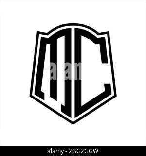 Logo MC monogramme avec contour en forme de bouclier modèle isolé sur fond blanc Illustration de Vecteur