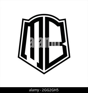 Logo MB monogramme avec contour de forme de bouclier modèle de conception isolé dans fond blanc Illustration de Vecteur