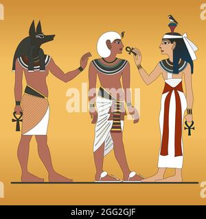 Détail d'un mur de l'intérieur de la tombe de Toutankhamon, illustration vectorielle Illustration de Vecteur