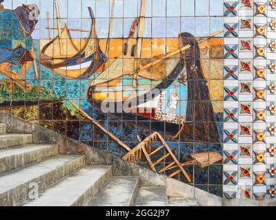 Carreaux colorés du Portugal - Gondolas en Aveiro Banque D'Images