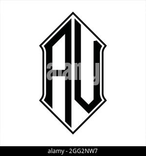 AV logo monogramme avec forme de protection et contour noir modèle de conception vecteur icône résumé Illustration de Vecteur