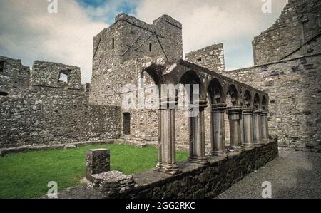 Les restes de la couche croisée. Patrimoine culturel depuis plus de 900 ans : l'abbaye de la fore avec ses bâtiments romanes a été fondée en tant que cloître bénédictin en 630 et n'a été désimplantée qu'en 1539. Aujourd'hui, c'est une attraction majeure du comté de Westmeath Banque D'Images