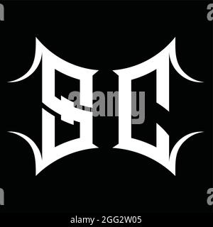 Logo SC monogramme avec modèle de fond noir de forme abstraite Illustration de Vecteur