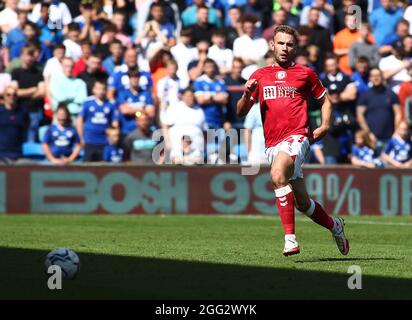 Cardiff City Stadium, Cardiff, Royaume-Uni. 28 août 2021. EFL Championship football, Cardiff versus Bristol City; Andreas Weimann de Bristol City Credit: Action plus Sports/Alay Live News Banque D'Images