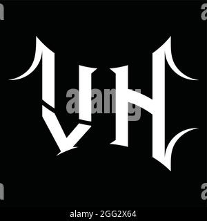 Logo VH monogramme avec modèle de motif de fond noir de forme abstraite Illustration de Vecteur