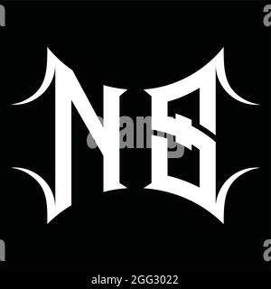 Logo NS monogramme avec modèle de fond noir de forme abstraite Illustration de Vecteur