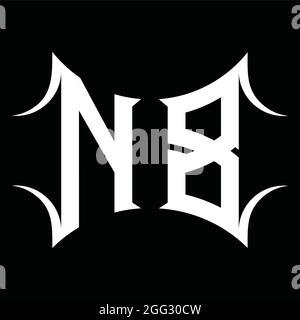 Logo NB monogramme avec forme abstraite fond noir modèle Illustration de Vecteur