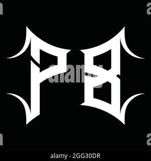 Logo PB monogramme avec modèle de motif de fond noir de forme abstraite Illustration de Vecteur